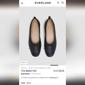 Everlane Black Leather Ballet Flats Size 8
